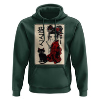 Japanese Gothic Kawaii Anime Samurai Cat Hoodie Japan Female Bushido Graphic With Kanji Retro Vintage