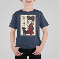 Japanese Gothic Kawaii Anime Samurai Cat T Shirt For Kid Japan Female Bushido Graphic With Kanji Retro Vintage - Wonder Print Shop