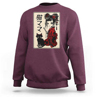 Japanese Gothic Kawaii Anime Samurai Cat Sweatshirt Japan Female Bushido Graphic With Kanji Retro Vintage - Wonder Print Shop