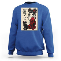 Japanese Gothic Kawaii Anime Samurai Cat Sweatshirt Japan Female Bushido Graphic With Kanji Retro Vintage - Wonder Print Shop