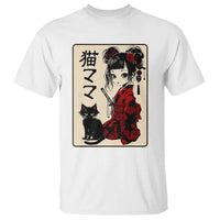 Japanese Gothic Kawaii Anime Samurai Cat T Shirt Japan Female Bushido Graphic With Kanji Retro Vintage - Wonder Print Shop
