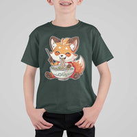 Kawaii Fox Ramen Japanese T Shirt For Kid Japanese Anime Otaku Manga Cute Graphic - Wonder Print Shop