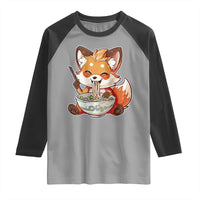 Kawaii Fox Ramen Japanese Raglan Shirt Japanese Anime Otaku Manga Cute Graphic