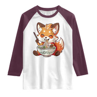 Kawaii Fox Ramen Japanese Raglan Shirt Japanese Anime Otaku Manga Cute Graphic