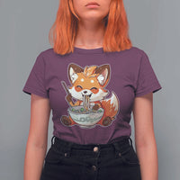 Kawaii Fox Ramen Japanese T Shirt For Women Japanese Anime Otaku Manga Cute Graphic - Wonder Print Shop