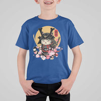 Japanese Samurai Cat T Shirt For Kid Ancient Ninja Kitten Warrior Tattoo Kawaii Otaku Retro - Wonder Print Shop