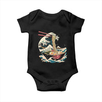 Japanese Kanagawa Wave Ramen Bowl Graphic Baby Onesie Retro Anime Noodles Art