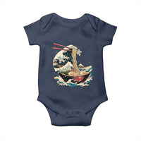 Japanese Kanagawa Wave Ramen Bowl Graphic Baby Onesie Retro Anime Noodles Art