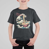 Japanese Kanagawa Wave Ramen Bowl Graphic T Shirt For Kid Retro Anime Noodles Art - Wonder Print Shop