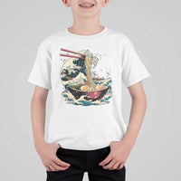 Japanese Kanagawa Wave Ramen Bowl Graphic T Shirt For Kid Retro Anime Noodles Art - Wonder Print Shop