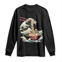 Japanese Kanagawa Wave Ramen Bowl Graphic Long Sleeve Shirt Retro Anime Noodles Art