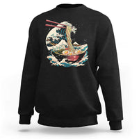 Japanese Kanagawa Wave Ramen Bowl Graphic Sweatshirt Retro Anime Noodles Art - Wonder Print Shop