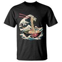 Japanese Kanagawa Wave Ramen Bowl Graphic T Shirt Retro Anime Noodles Art - Wonder Print Shop