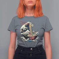 Japanese Kanagawa Wave Ramen Bowl Graphic T Shirt For Women Retro Anime Noodles Art - Wonder Print Shop