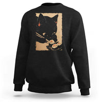 Kawaii Cat Eating Sushi Sweatshirt Japanese Anime Manga Otaku Retro Vintage Graphic - Wonder Print Shop