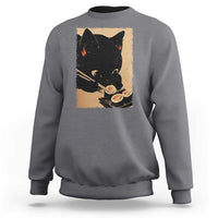 Kawaii Cat Eating Sushi Sweatshirt Japanese Anime Manga Otaku Retro Vintage Graphic - Wonder Print Shop