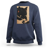 Kawaii Cat Eating Sushi Sweatshirt Japanese Anime Manga Otaku Retro Vintage Graphic - Wonder Print Shop
