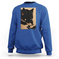 Kawaii Cat Eating Sushi Sweatshirt Japanese Anime Manga Otaku Retro Vintage Graphic - Wonder Print Shop