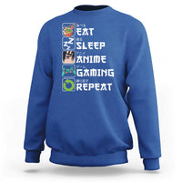 Eat Sleep Anime Gaming Repeat Sweatshirt Kawaii Otaku Gamer Manga Lover - Wonder Print Shop