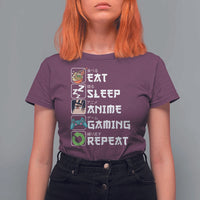 Eat Sleep Anime Gaming Repeat T Shirt For Women Kawaii Otaku Gamer Manga Lover - Wonder Print Shop