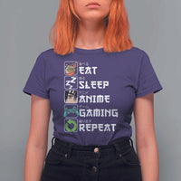 Eat Sleep Anime Gaming Repeat T Shirt For Women Kawaii Otaku Gamer Manga Lover - Wonder Print Shop