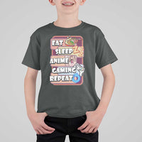 Eat Sleep Anime Gaming Repeat T Shirt For Kid Kawaii Otaku Manga Ramen Lover - Wonder Print Shop