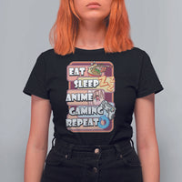 Eat Sleep Anime Gaming Repeat T Shirt For Women Kawaii Otaku Manga Ramen Lover - Wonder Print Shop