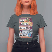 Eat Sleep Anime Gaming Repeat T Shirt For Women Kawaii Otaku Manga Ramen Lover - Wonder Print Shop