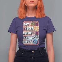 Eat Sleep Anime Gaming Repeat T Shirt For Women Kawaii Otaku Manga Ramen Lover - Wonder Print Shop