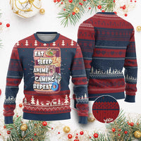 Eat Sleep Anime Gaming Repeat Ugly Christmas Sweater Kawaii Otaku Manga Ramen Lover - Wonder Print Shop