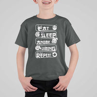 Eat Sleep Anime Gaming Repeat T Shirt For Kid Otaku Gamer Manga Lover - Wonder Print Shop