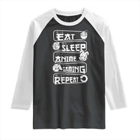 Eat Sleep Anime Gaming Repeat Raglan Shirt Otaku Gamer Manga Lover