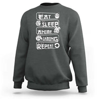 Eat Sleep Anime Gaming Repeat Sweatshirt Otaku Gamer Manga Lover - Wonder Print Shop