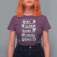 Eat Sleep Anime Gaming Repeat T Shirt For Women Otaku Gamer Manga Lover - Wonder Print Shop