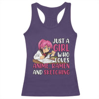Just A Girl Who Loves Anime Ramen And Sketching Racerback Tank Top Japan Kawaii Otaku Manga Lover