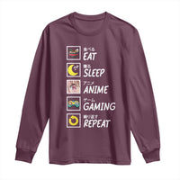 Eat Sleep Anime Gaming Repeat Long Sleeve Shirt Kawaii Otaku Gamer Manga Ramen Lover