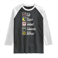 Eat Sleep Anime Gaming Repeat Raglan Shirt Kawaii Otaku Gamer Manga Ramen Lover