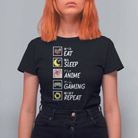 Eat Sleep Anime Gaming Repeat T Shirt For Women Kawaii Otaku Gamer Manga Ramen Lover - Wonder Print Shop
