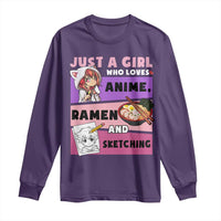 Just A Girl Who Loves Anime Ramen And Sketching Long Sleeve Shirt Cute Japan Kawaii Otaku Manga Lover