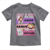 Just A Girl Who Loves Anime Ramen And Sketching Toddler T Shirt Cute Japan Kawaii Otaku Manga Lover