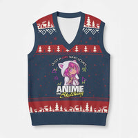 Just A Girl Who Loves Anime and Sketching V-Neck Knit Sweater Vest Japan Kawaii Otaku Manga Lover - Wonder Print Shop