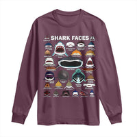 Shark Faces Long Sleeve Shirt Type Of Sharks Identification Marine Biology