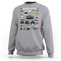Shark Faces Sweatshirt Type Of Sharks Identification Marine Biology - Wonder Print Shop