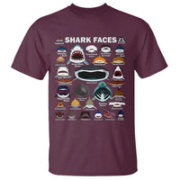 Shark Faces T Shirt Type Of Sharks Identification Marine Biology - Wonder Print Shop