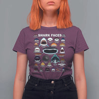 Shark Faces T Shirt For Women Type Of Sharks Identification Marine Biology - Wonder Print Shop