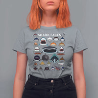 Shark Faces T Shirt For Women Type Of Sharks Identification Marine Biology - Wonder Print Shop