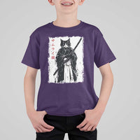 Japanese Samurai Cat T Shirt For Kid Retro Vintage Ukiyo-e Warrior Art Graphic - Wonder Print Shop