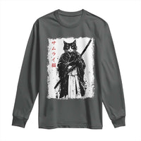 Japanese Samurai Cat Long Sleeve Shirt Retro Vintage Ukiyo-e Warrior Art Graphic