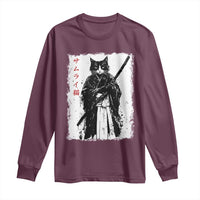 Japanese Samurai Cat Long Sleeve Shirt Retro Vintage Ukiyo-e Warrior Art Graphic