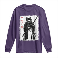 Japanese Samurai Cat Long Sleeve Shirt Retro Vintage Ukiyo-e Warrior Art Graphic